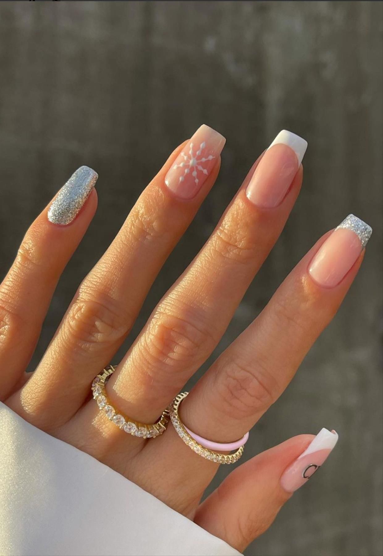 french tip coffin nails