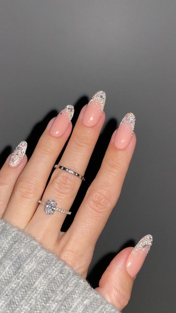 sparkle glitter french tip nails