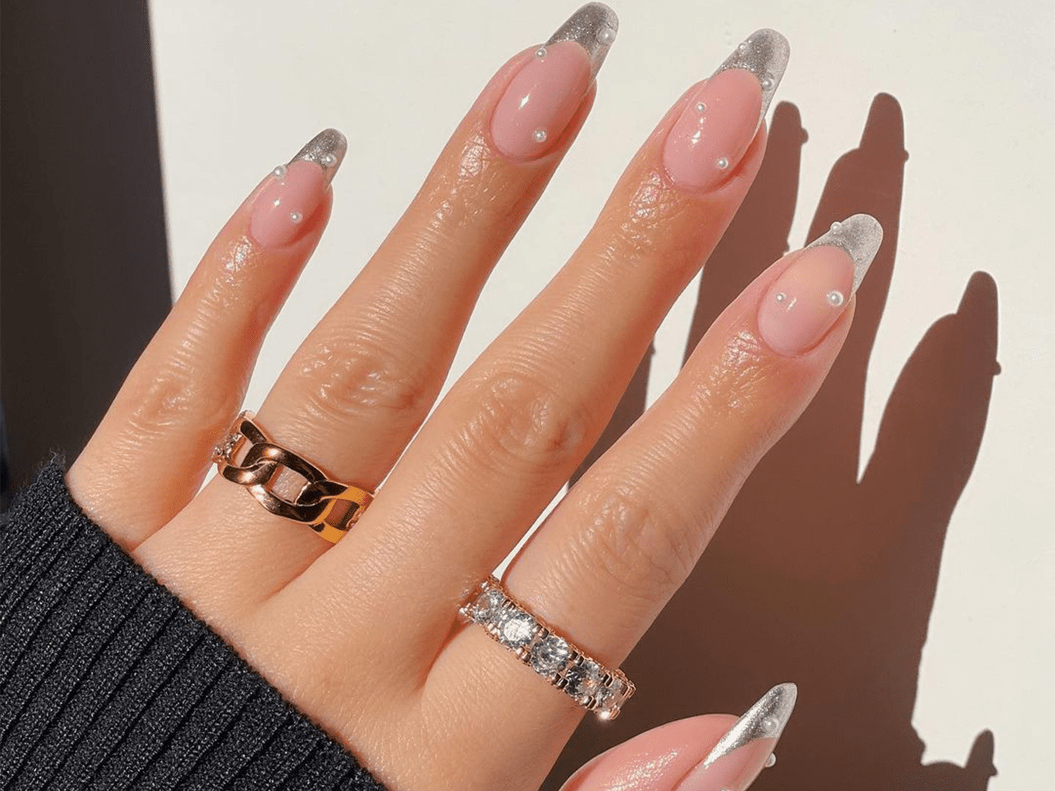 sparkle glitter french tip nails