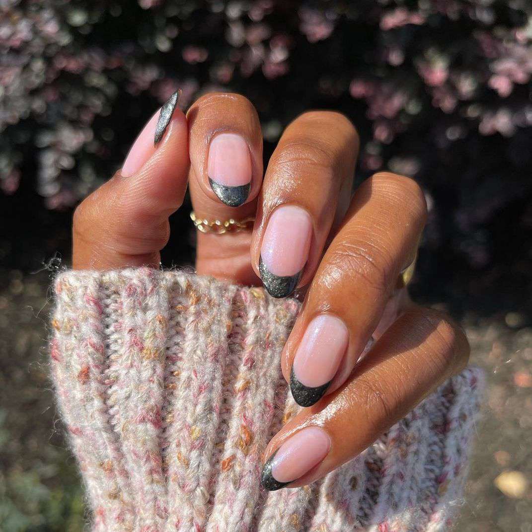 sparkle glitter french tip nails