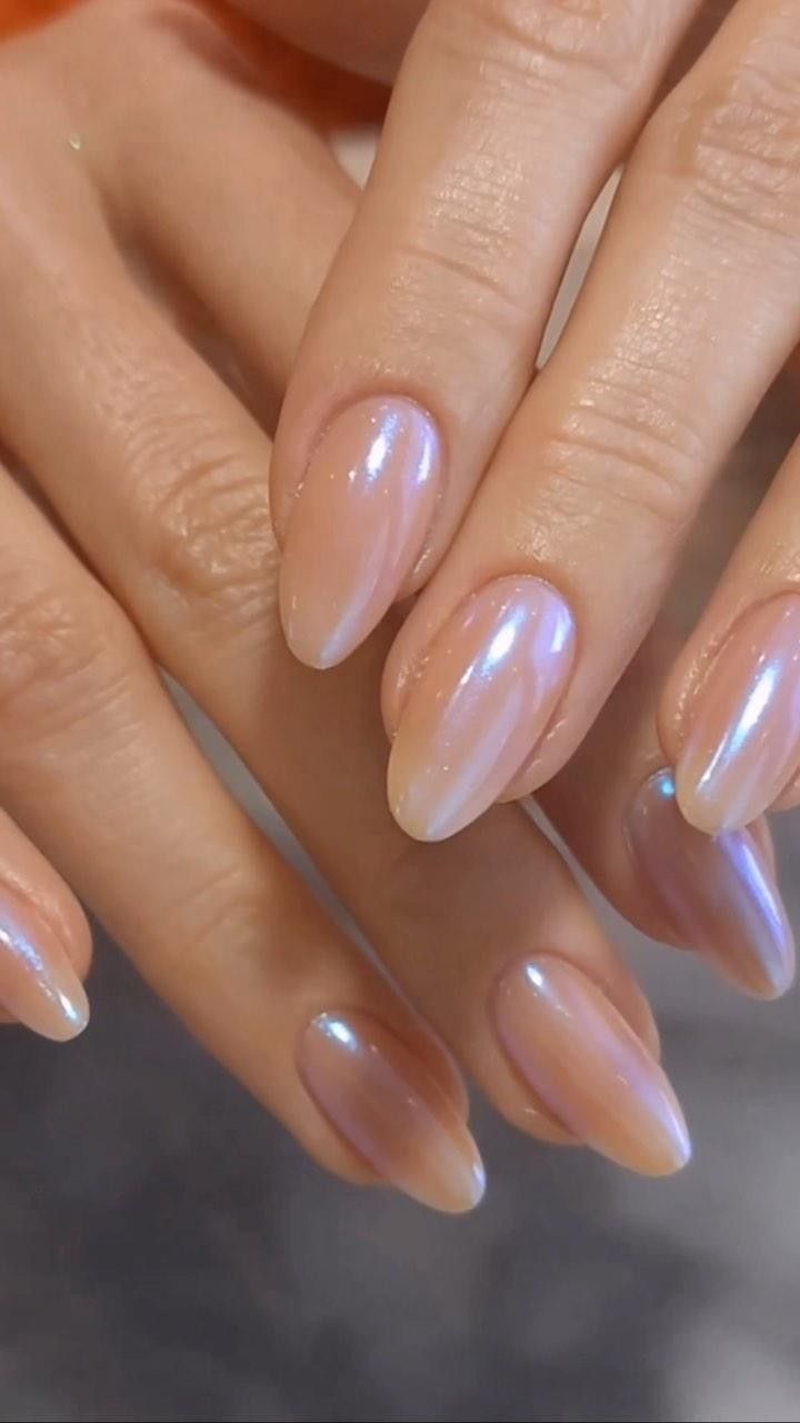 Nude Chrome Nails