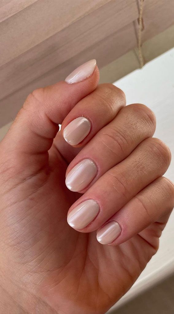 Nude Chrome Nails