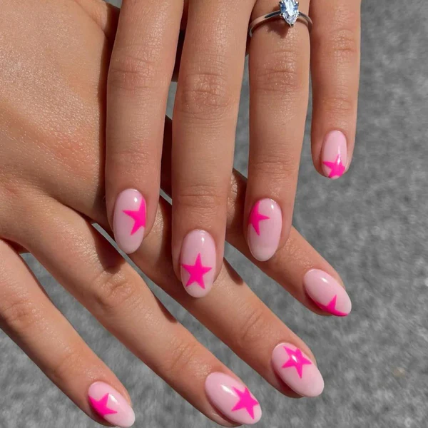 summer hot pink nails