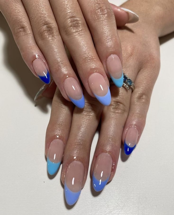 blue french tip nails