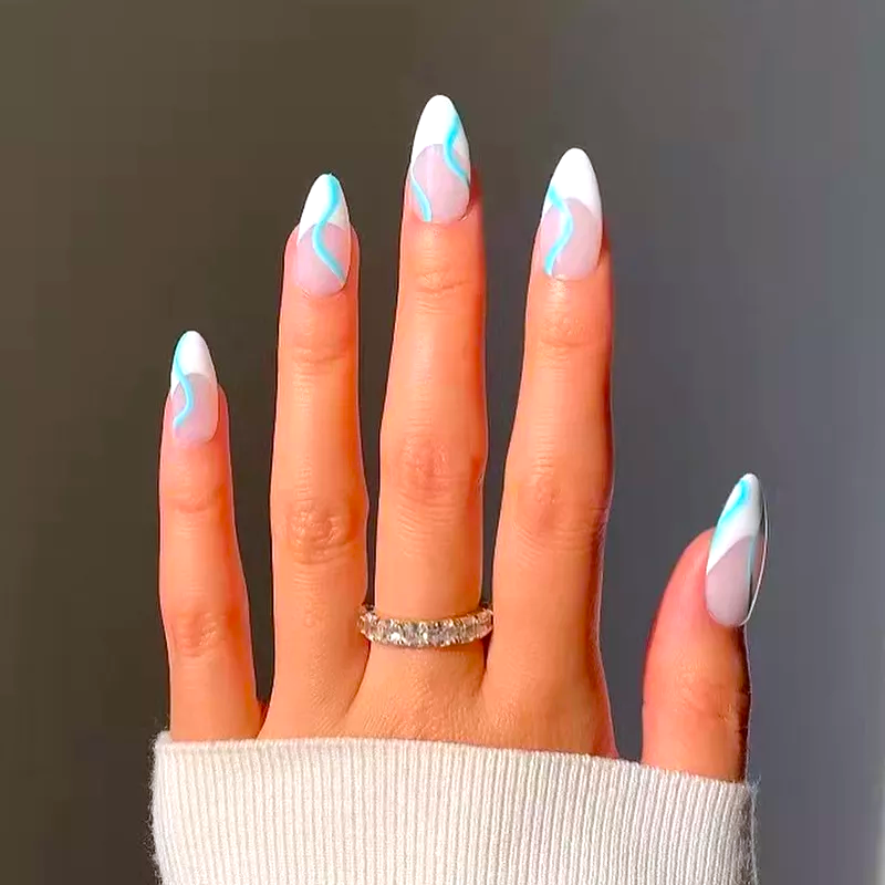 blue french tip nails