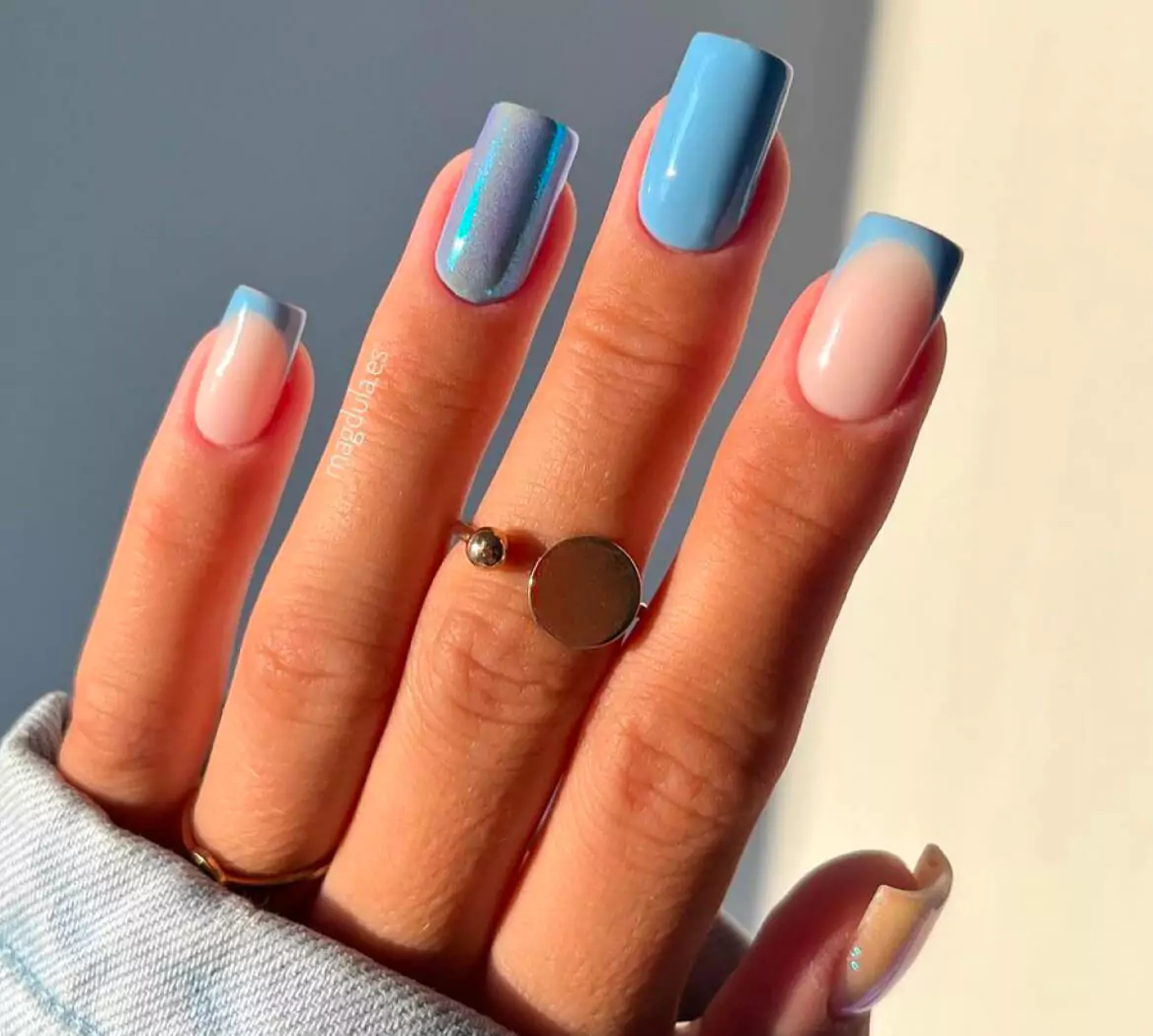 blue french tip nails