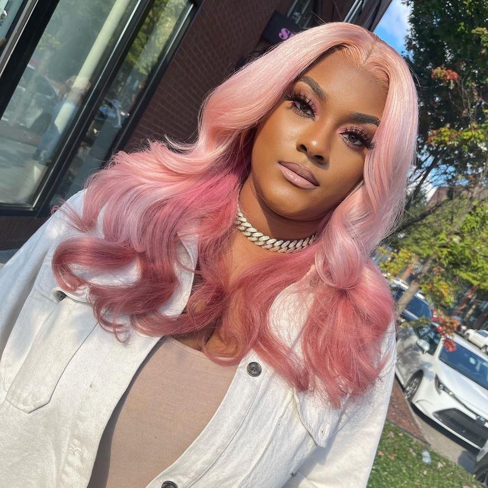 pink lace front wig