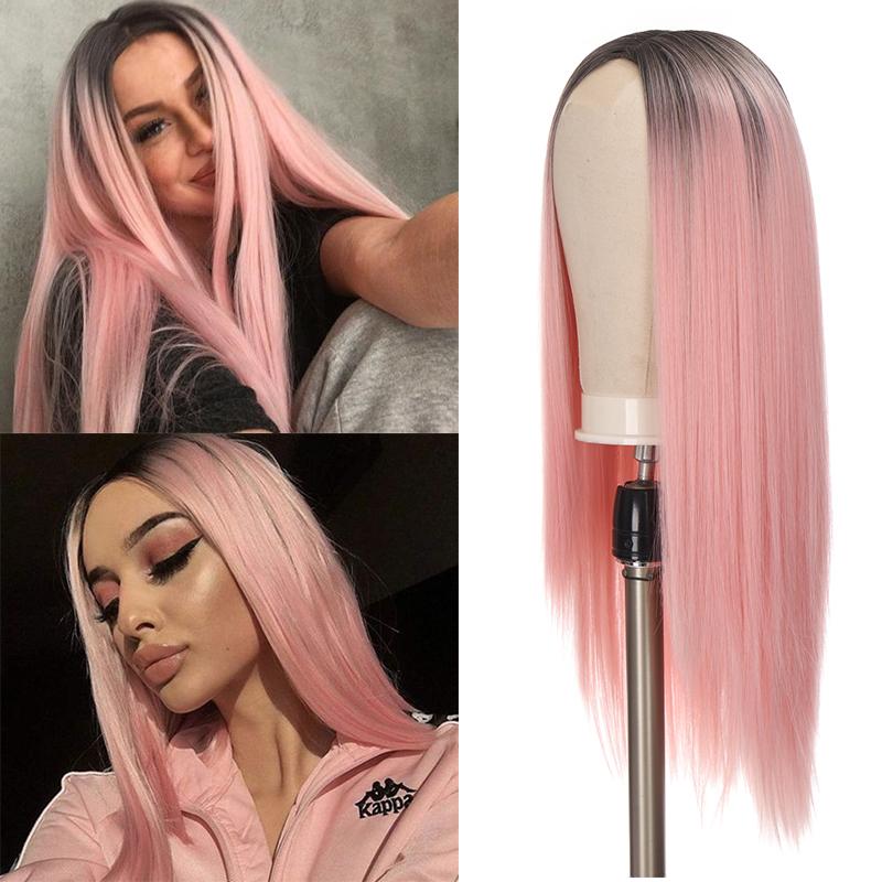 pink human hair wig