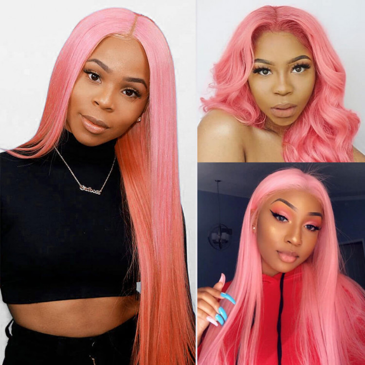 pink lace front wig