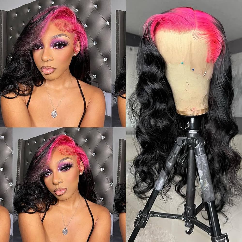 pink human hair wig