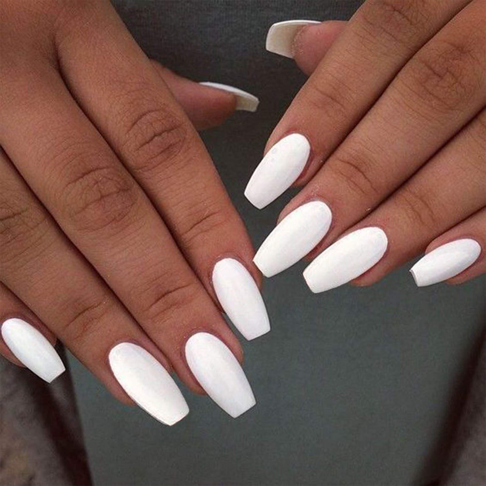 white acrylic nails