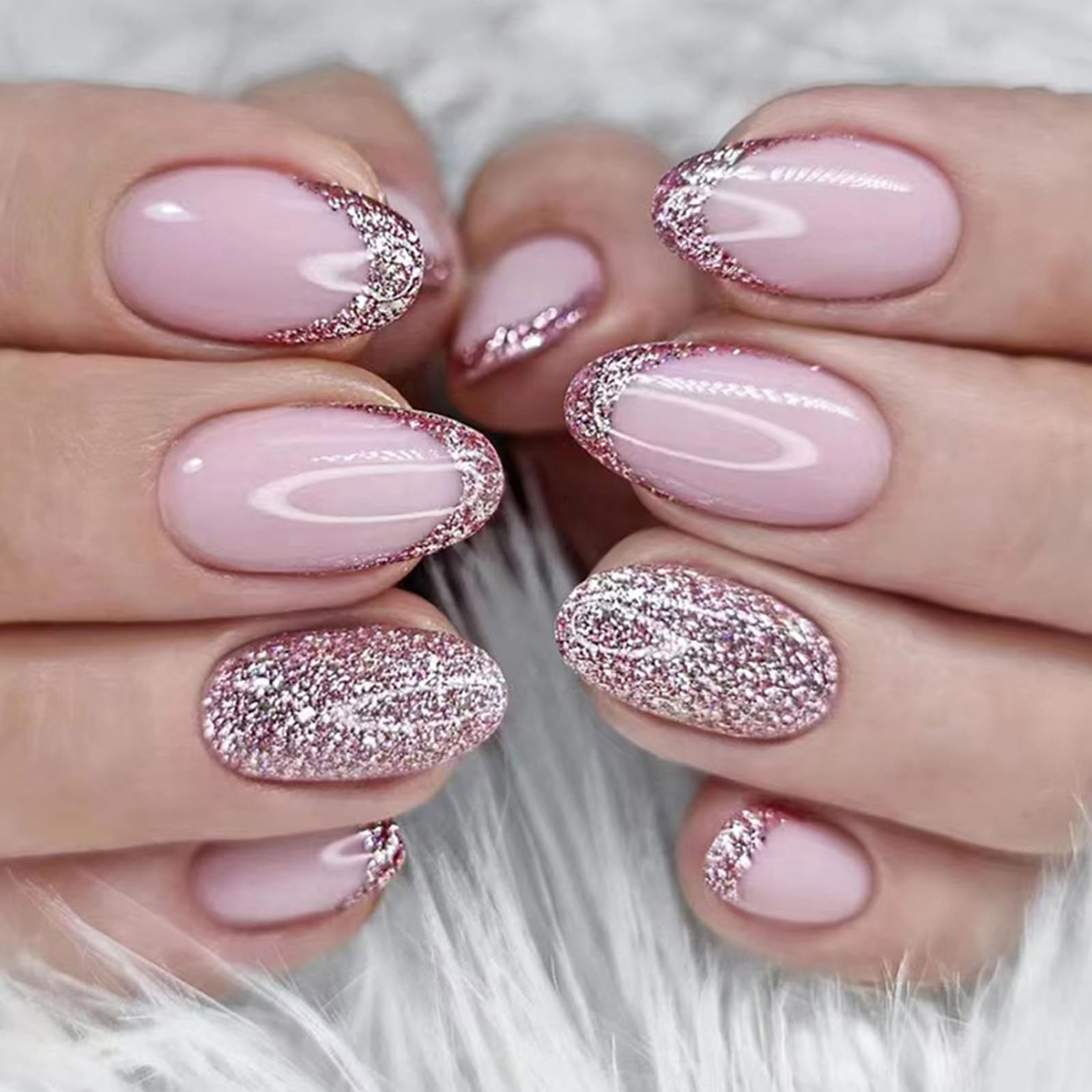 pink glitter nails