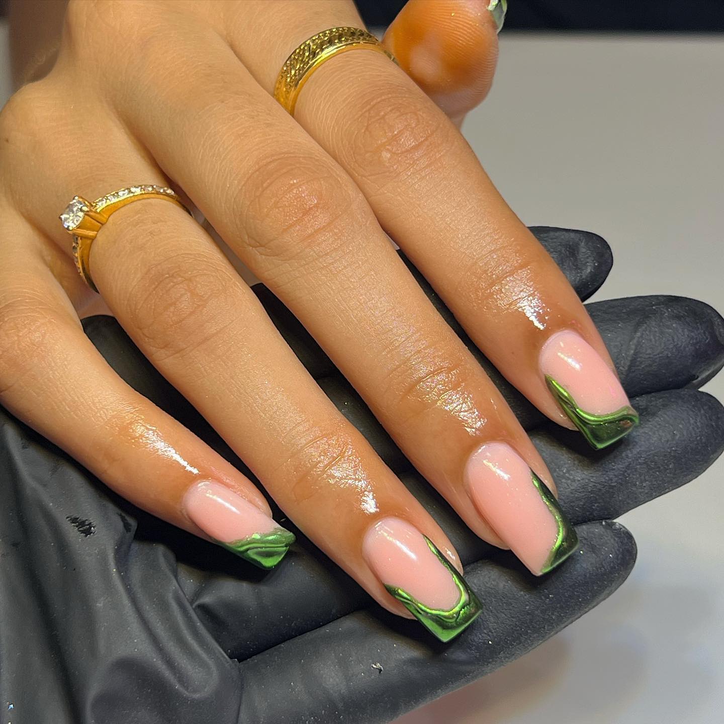 green french tip nails