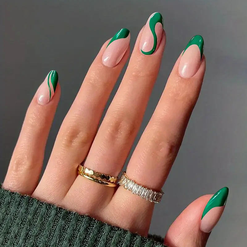 green french tip nails