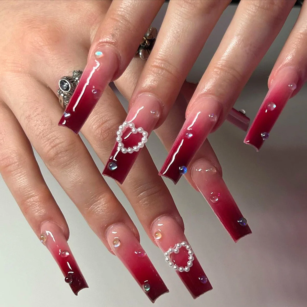 red acrylic nails