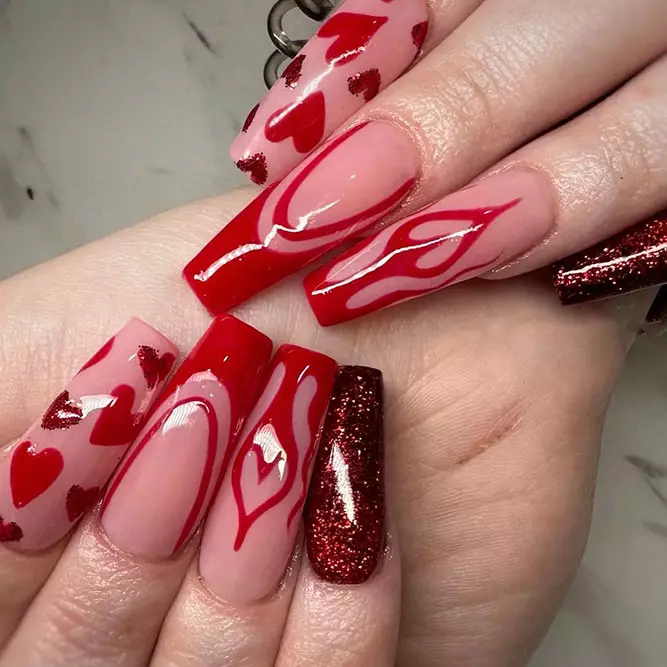 red acrylic nails