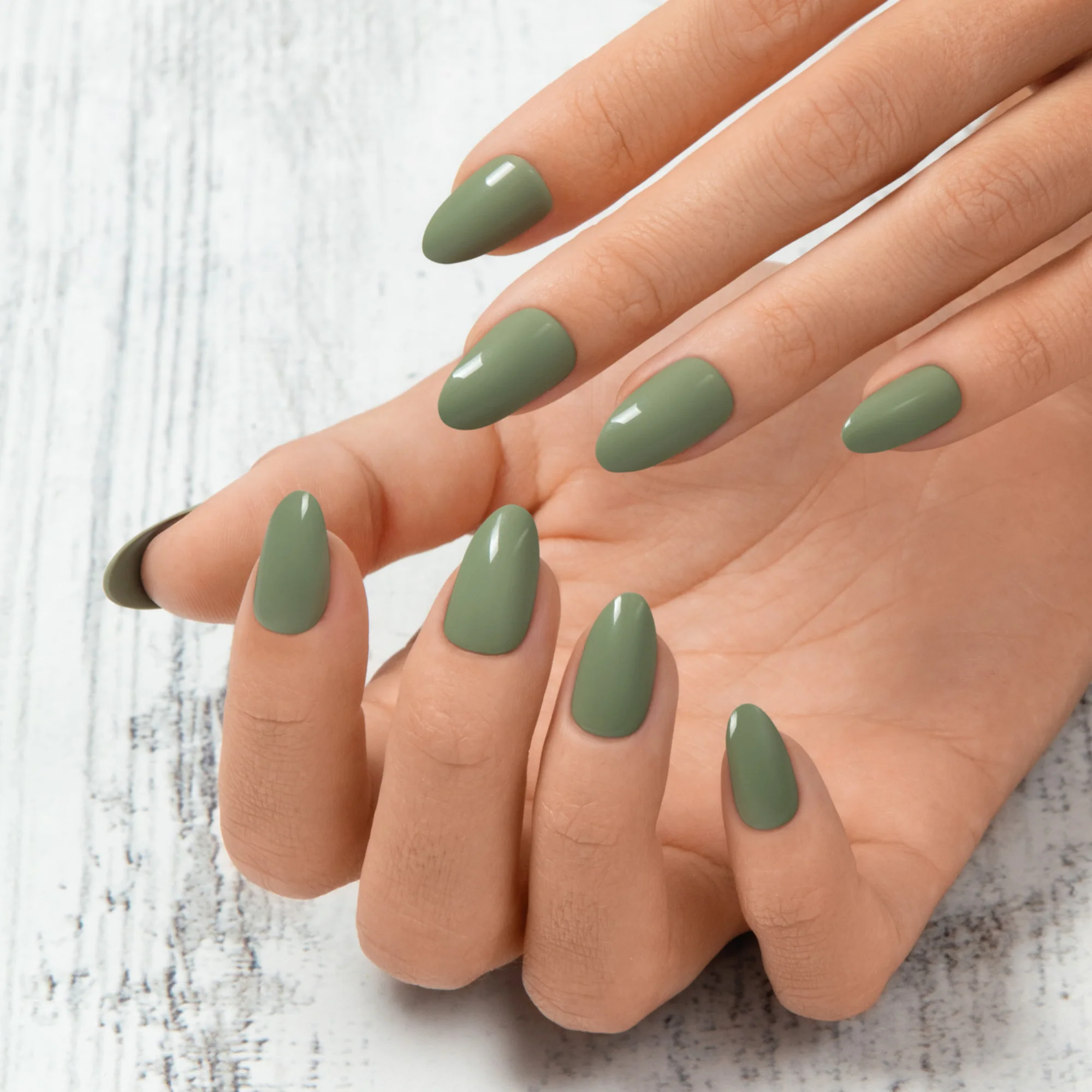 olive green nails