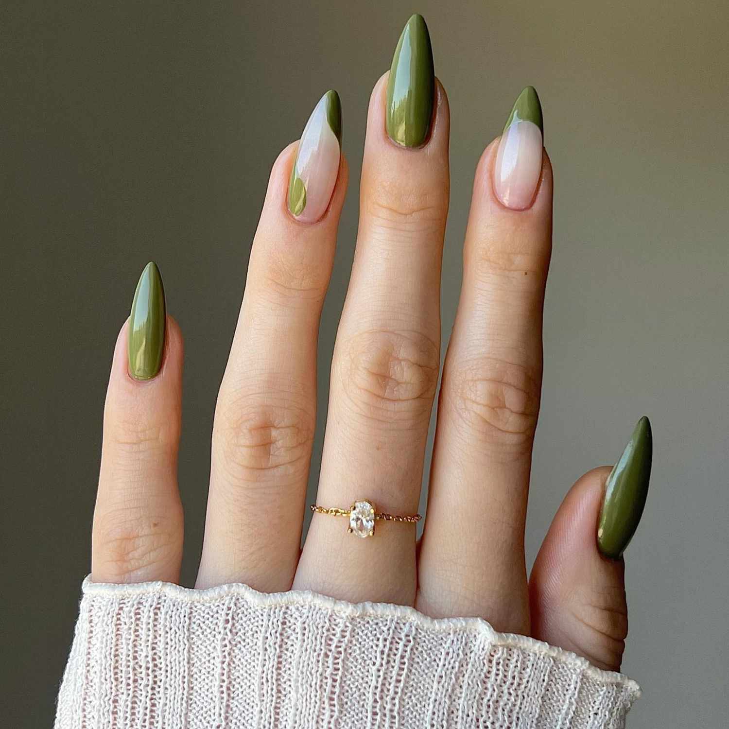 olive green nails