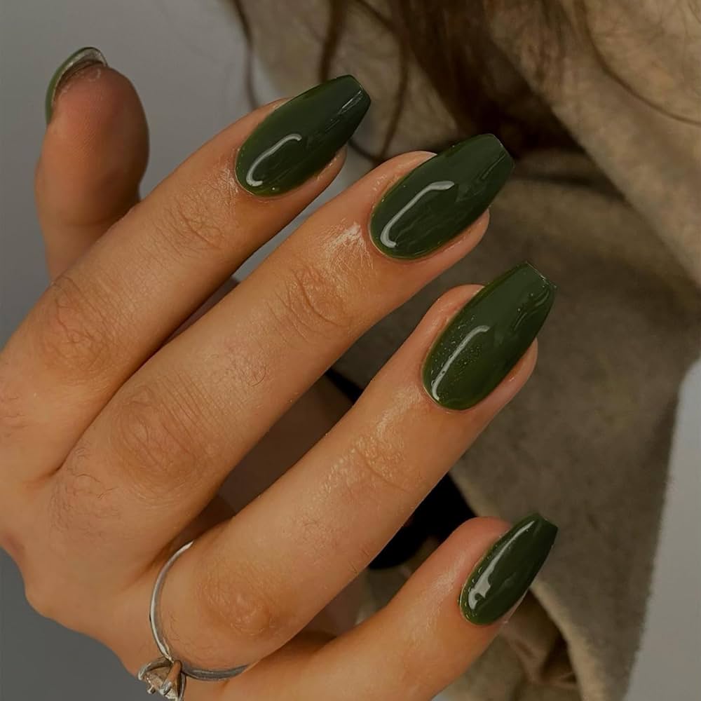 olive green nails