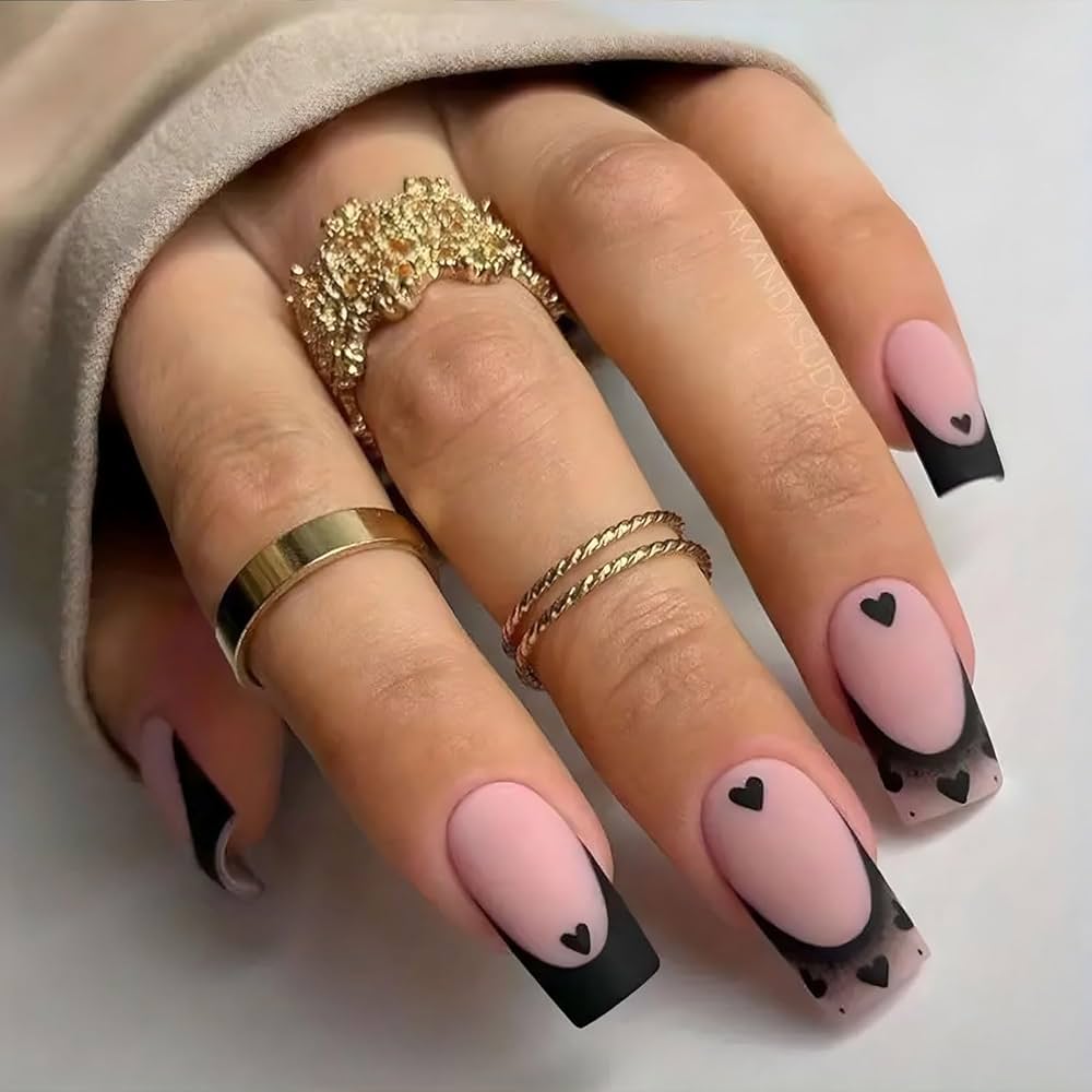 black valentines nails