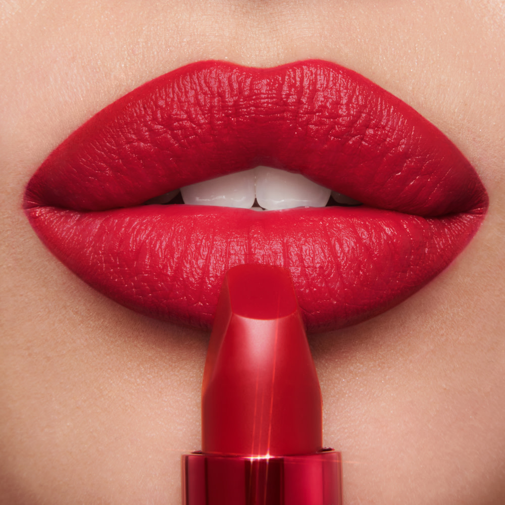 deep red lipstick