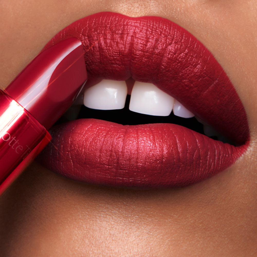 deep red lipstick