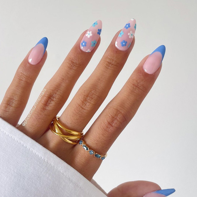cute-nail-ideas-inspiration-blue-flowers
