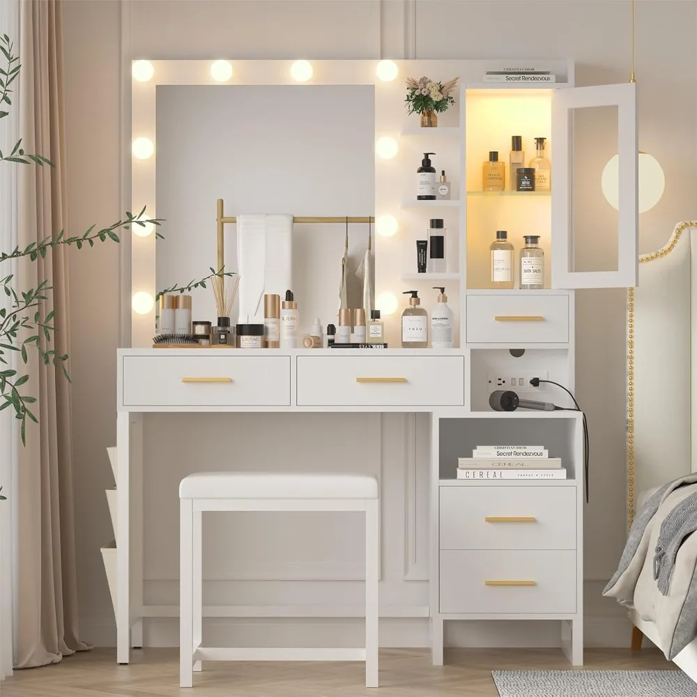 vanity mirror and desk